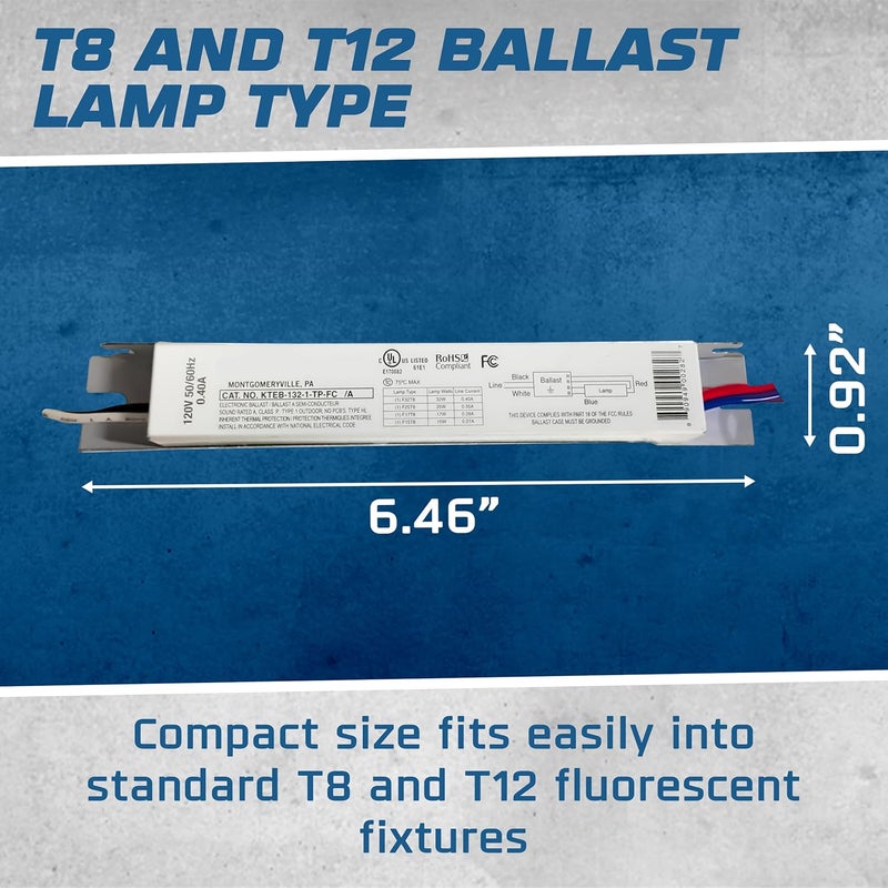 OHLECTRIC 2 Pack - Replacement for Keystone KTEB-132-1-TP-FC | 1 Lamp T8 Electronic Fluorescent Ballast | 120V Input with Rapid Start Operation | Finger Case | UL Listed - Image 3